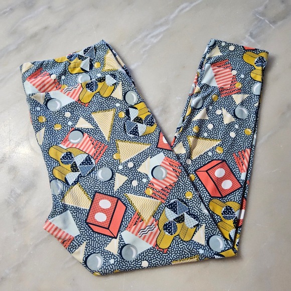 LuLaRoe‎ One Size OS Leggings Geometric Print Colorful Funky Pattern - Picture 1 of 11